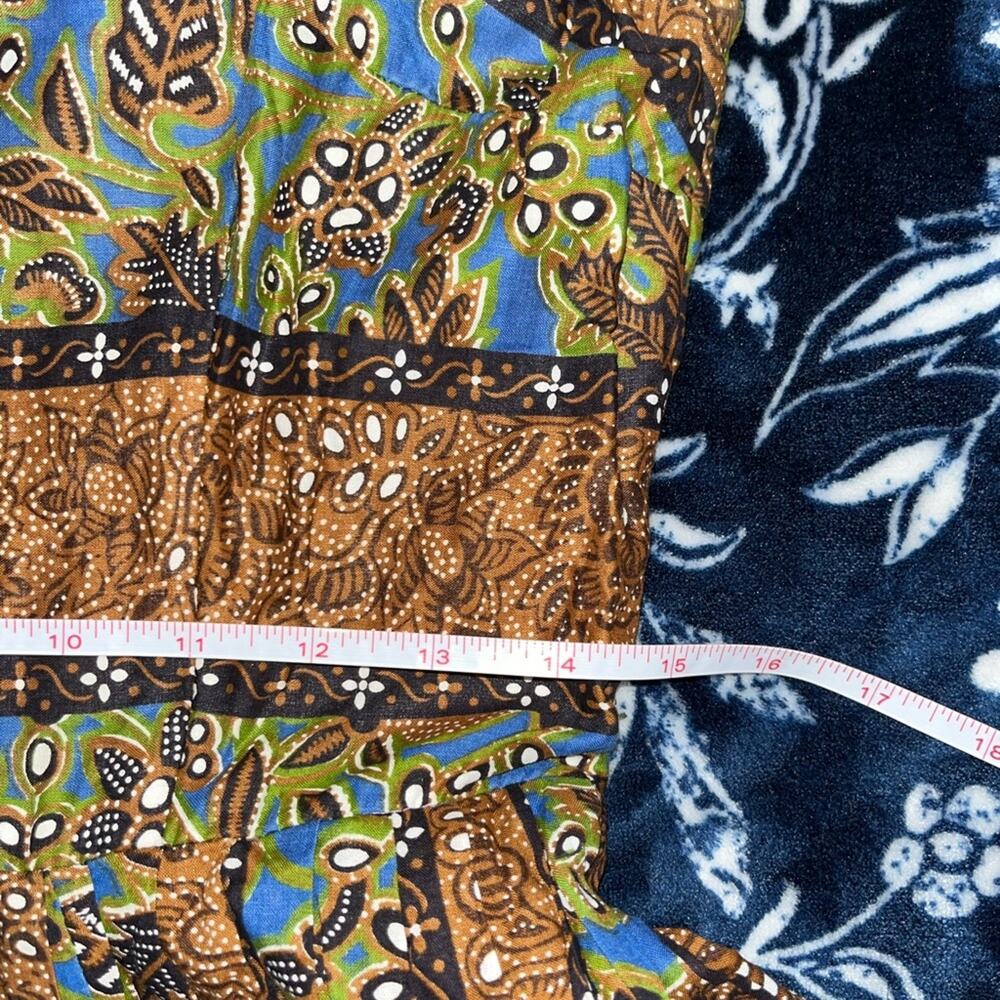 Vintage Handmade Sleeveless Dress batik floral and striped pattern. - Picture 4 of 5